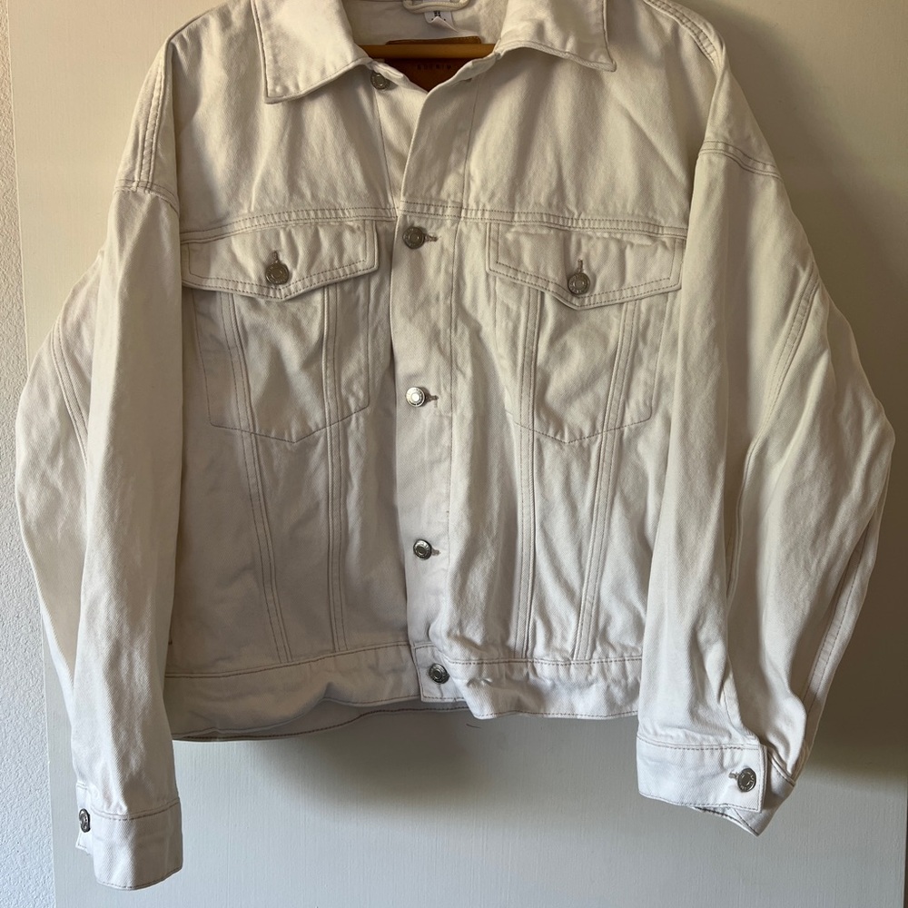 White Lightweight Denim Shirt Jacket